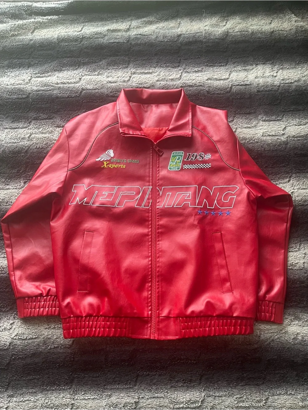 Red leather Racing Jacket - Picture 2 of 5